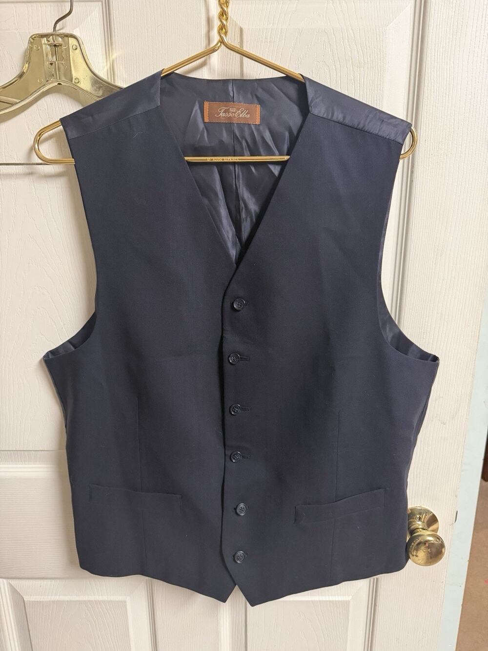 Tasso Elba Men's 42 Short Wool Suit Vest Black 6 Button 44r Med